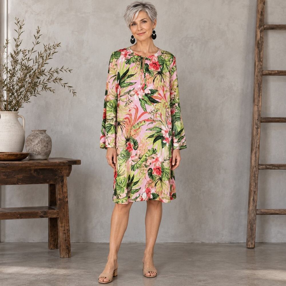 J Jill NWT Pink Floral Shift Dress Large Tall